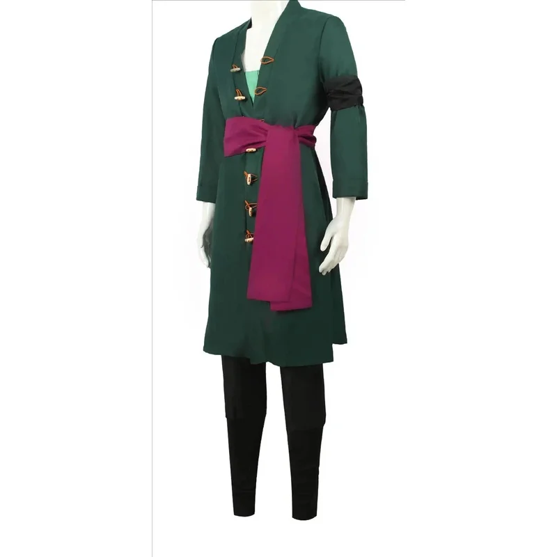 Cosplay Anime Zoro - Kostium Cosplay Anime Roronoa, Zielony Płaszcz,