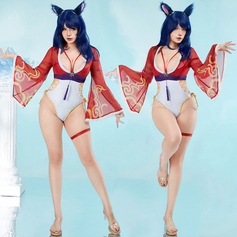 Anime Cosplay Bikini - Kostium cosplay Ahri w stroju kąpielowym