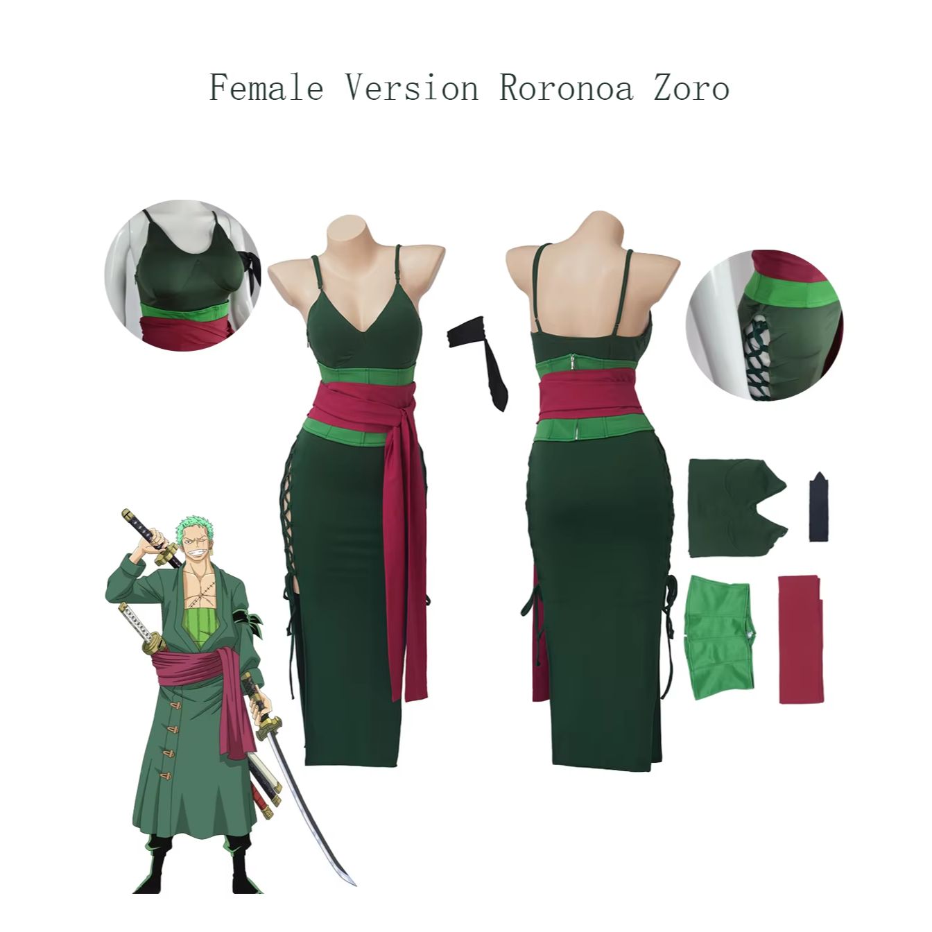 Cosplay Anime Zoro - Kostium Cosplay Roronoa Zoro dla kobiet,