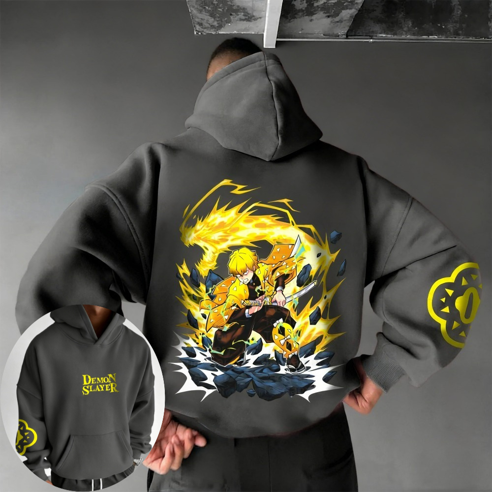 Cosplay Anime Zenitsu - Męska bluza z kapturem Demon Slayer