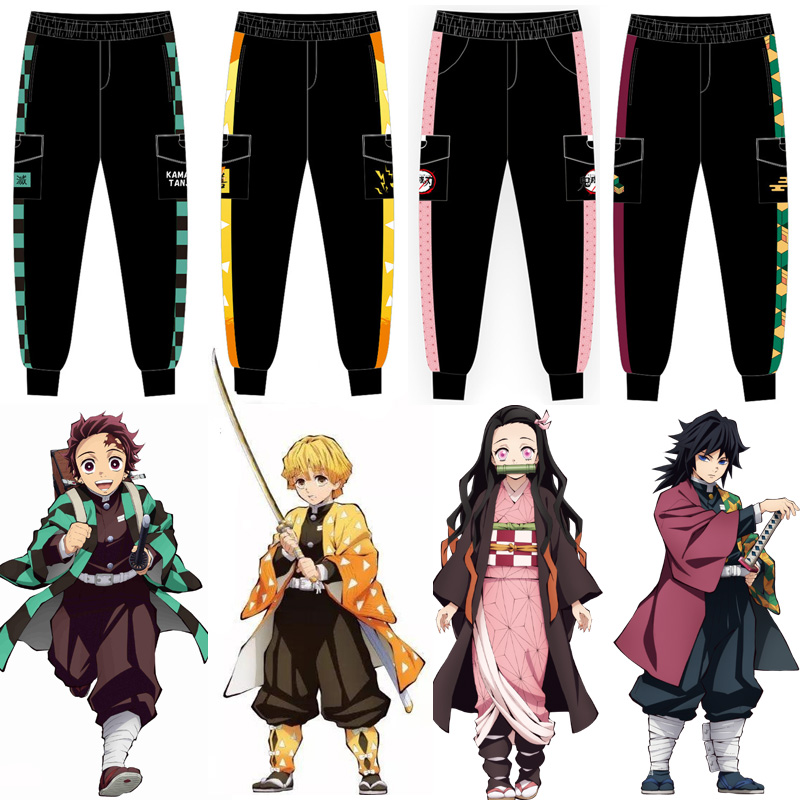 Cosplay Anime Zenitsu - Anime Demon Slayer Joggers Pants Kimetsu